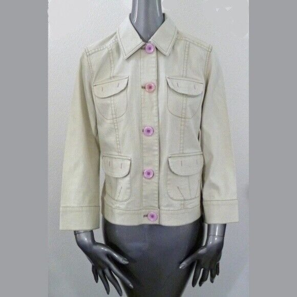 Sigrid Olsen NWT Jacket Sand Beige Pink Button Pockets New 10 - Picture 1 of 4